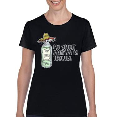 Imagem de Camiseta feminina My Spirit Animal is Tequila T-Shrit Cinco de Mayo Party Drinking, Preto, P