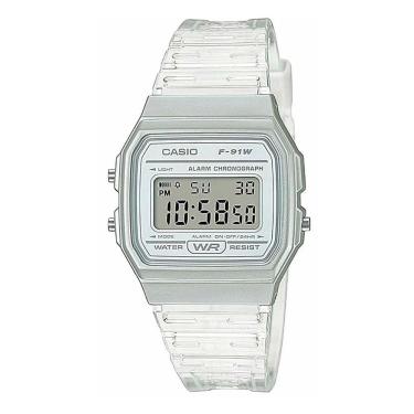 Imagem de Relogio Casio Digital Cinza Pulseira Transparente F-91ws-7df
