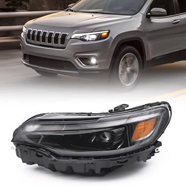 Imagem de VLINCAR Conjunto de farol compatível com Jeep Cherokee Xenon HID 2019-2022 farol de substituição dianteiro esquerdo do lado do motorista (LH) 68275945AH CH2502325
