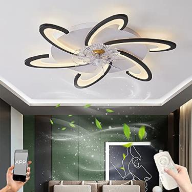 Imagem de Ventilador de teto LED com luz Moderno e silencioso Ventilador de teto com controle remoto Ventilador regulável Iluminação de teto com 3 velocidades de vento 2 em 1 Criatividade Quarto Venti