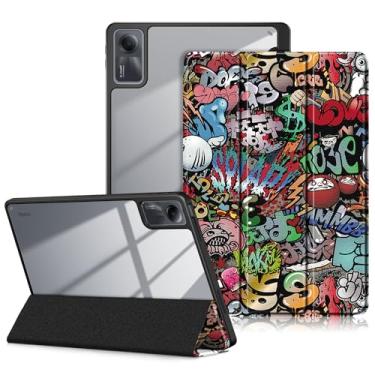 Imagem de DINGGUAGUA Capa para Xiaomi Redmi Pad SE 11 polegadas à prova de choque com capa traseira transparente transparente para Xiaomi Redmi Pad SE 2023 Auto Wake/Sleep, Graffiti