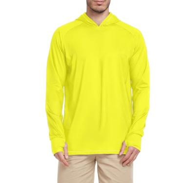 Imagem de Moletom masculino branco com proteção solar manga longa FPS 50 camiseta masculina leve Rash Guard à prova de sol UV, Amarelo, M