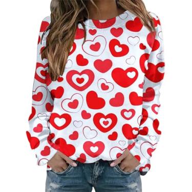 Imagem de Camisetas femininas para Dia dos Namorados Love Pink Stripes Valentine Camiseta Slim Fit Raglans Tops manga longa, rosa, P