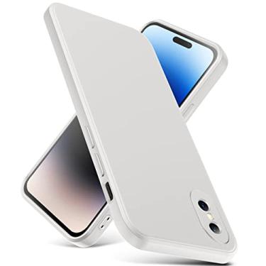 Imagem de YSLBWLE Capa para iPhone Xs, capa fina de silicone líquido, à prova de choque, capa fina para iPhone Xs, capa protetora de câmera de corpo inteiro - bege 2-IPXS-04
