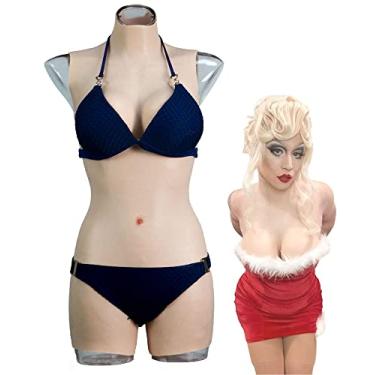 Imagem de Peitoral de silicone para crossdressing vestuário masculino para feminino, body realista com seios falsos para transgênero Drag Queen macacão C-E (enchimento de silicone para bojo D, cor #01)