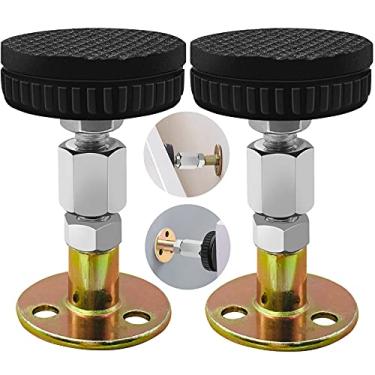 Imagem de CLRBEATTY Pacote com 2 batentes de cabeceira ajustáveis, rolha de parede para cama antivibração, ferramenta de suporte telescópico para quarto, parede, armários, sofás, móveis, estabilizador de