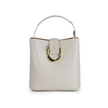 Imagem de ON / ELEVEN Bolsa de couro feminina - bolsas de couro genuíno preto e marrom tamanho médio, Branco, Medium