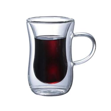 Imagem de KNC Caneca de café de vidro borossilicato com alça, xícara de café de leite isolada de parede dupla de 118 g, xícaras de café expresso grossas para americano, latte, expresso, bebida cappuccinos e