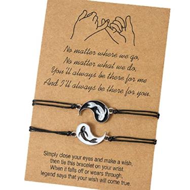 Imagem de Colar Yin Yang para mulheres e homens combinando preto e branco disco tai chi para casais adolescentes amizade BFF conjunto de joias, adjustable, ['Aolly+PU Leather', 'Couro'], Sem Pedra Preciosa