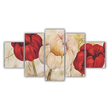 Imagem de Quadros Decorativos Mosaico MDF Floral Flores Botões de Rosas 115x60cm