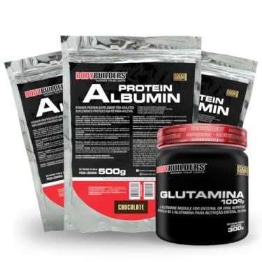 Imagem de Kit 3x Albumin Protein 500g + 100% Glutamina 300g - Bodybuilders (Médio, Chocolate)