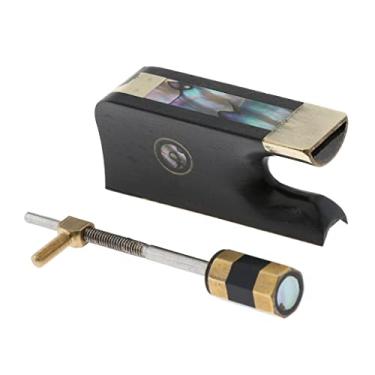 Imagem de Sapo de arco de violoncelo ébano com parafuso para substituição de peças de violoncelo | Design deslumbrante de marisco | Perfeito para violoncelo viola | Material de latão