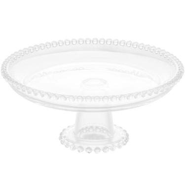 Imagem de Boleira de Cristal Wolff Pearl 20x9cm Prato Redondo com Pedestal Pequeno Bolo Pudim