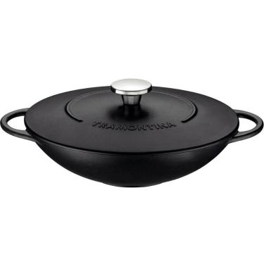 Imagem de Panela Wok Tramontina Trento em Ferro Esmaltado Antiaderente 5L Starflon Excellent com...