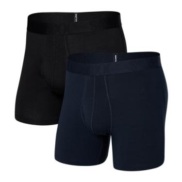 Imagem de SAXX Underwear Co. Cueca boxer masculina Droptemp de algodão refrescante, 2 unidades, núcleo, Tinta escura/preta, G