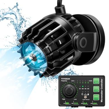 Imagem de VIVOSUN Aquarium Wave Maker, bomba de circulação de 3432 GPH com controlador e base de sucção magnética, cabeça elétrica submersível ajustável para aquário de água doce/água salgada de 60-300 gal, 40W