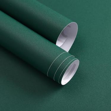 Imagem de Froluya Papel de parede verde escuro descasque e cole 40,6 cm x 500,4 cm Papel de contato fosco removível à prova d'água Papel de parede autoadesivo de contato para armários quarto banheiro