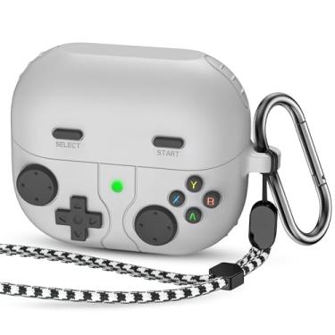 Imagem de LDSXAY Compatível com Samsung Galaxy Buds 3 FE (2025) / Buds 3 Pro (2024) / Buds 3 (2024), capa protetora à prova de choque com mosquetão e cordão (cinza claro)