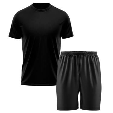 Imagem de Kit Calção Short Futebol Basquete Preto + Camiseta Manga Curta Masculina-Masculino