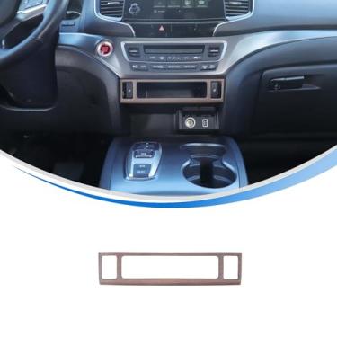 Imagem de HIRUFAIT Acabamento da tampa do botão de aquecimento do assento do console central do carro para Honda Pilot 2016-2022/Ridgeline 2017-2023/Passport 2019-2023 acessórios (grão de madeira de pera)