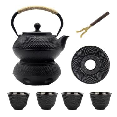 Imagem de Conjunto de chaleira japonesa Tetsubin com xícaras, bule de ferro fundido com infusor de aço inoxidável e interior esmaltado (900 ml)