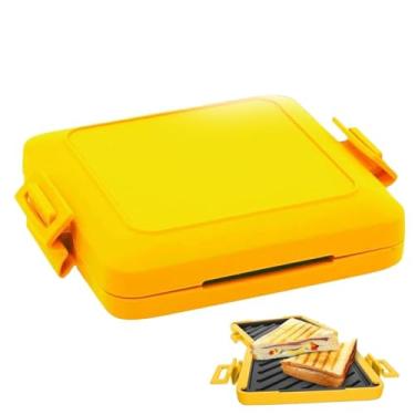 Imagem de Sanduicheira torrada para micro-ondas 2024, microondas Munchy, aquecimento rápido, pratos antiaderentes e lavável na lava-louças (amarelo)