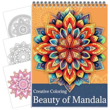 Imagem de CKMOREL Livro de colorir adulto encadernado em espiral, livro de colorir mandala para adultos, papel grosso, 24 páginas, face única, presente de atenção plena para mulheres