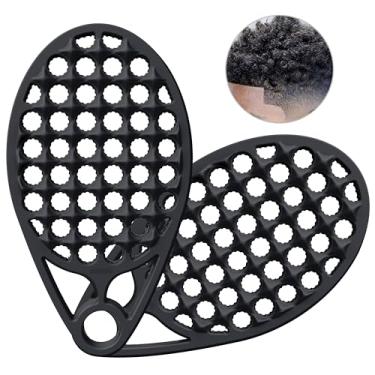Imagem de KOUPA Magic Escova de cabelo cacheado de silicone, pente torcido para cachos afro, ferramenta de cabelo lavável para homens e mulheres, preta, 2 peças