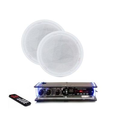 Imagem de Kit Som Ambiente 2 Arandelas Brancas 6 Receiver Bluetooth - ORION