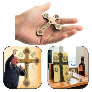 Imagem de Crucifixo Cruz de Mão Livrai-nos Do Mal São Bento 9 Cm - Padre Bruno C