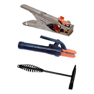 Imagem de Kit Garra Negativa E Porta Eletrodo 300a E Martelo Picadeira - grepar