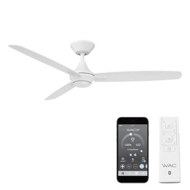 Imagem de WAC Ventoinhas inteligentes Blitzen para ambientes internos e externos 3 lâminas Smart Home Ventilador de teto 137.2 cm branco fosco com controle remoto funciona com Alexa e iOS ou Android (sem kit de