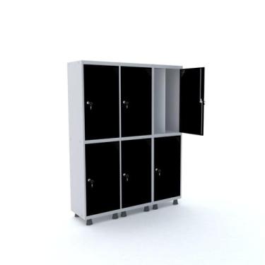 Imagem de Armário Guarda Volume Locker Roupeiro 6 Portas Aço 150cmx193cm - Pandi