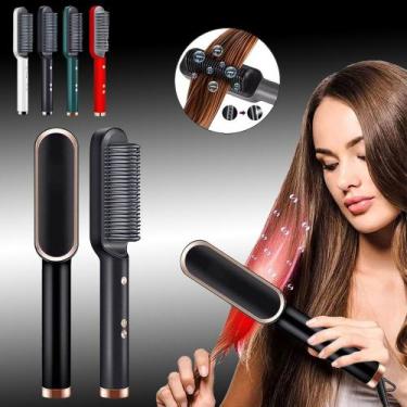 Imagem de escova de cerâmica alisador de cabelo multifuncional - ESCOVA ALISADOR