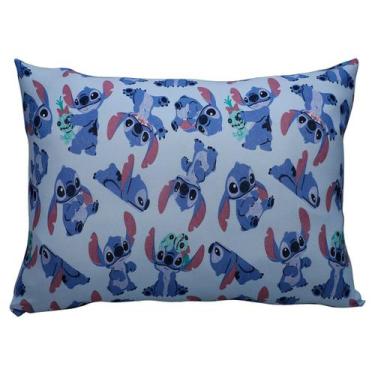 Imagem de Fronha Portallar Malha Disney Estampada Stitch e Xepa 48cm x 68cm Azul