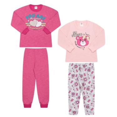 Imagem de Kit 2 Pijama Infantil Flanelado Quentinho Masculino Feminino - Aymee, 