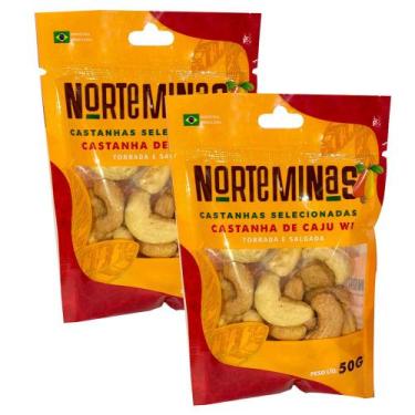Imagem de Kit 2 Castanhas de Caju Norteminas Torradas e Salgadas 50g