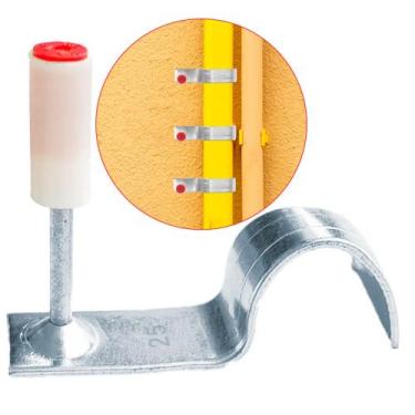 Imagem de Grampo Rebite Prego Finca Pino Meia Lua para Tubo 20mm 100unidades p/ 