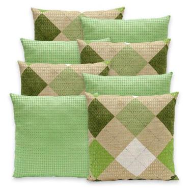 Imagem de Kit 8 Capas de Almofadas Lisa e Estampada Piquet Favinho 40x40 C/ Zípe