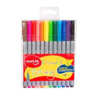 Imagem de Canetas Super Brush Pen 12 Cores Molin Para Lettering