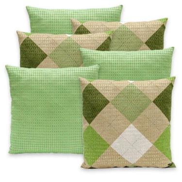 Imagem de Kit 6 Capas de Almofadas Lisa e Estampada 40x40 C/ Zíper Piquet Favinh