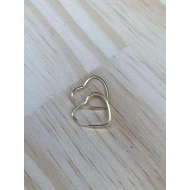 Imagem de Brinco Argola Coração Ouro 18K 1.5cm - Casa das Joias Online