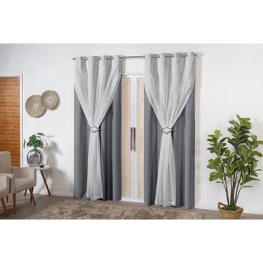 Imagem de Cortina Blackout PVC (plástico) com VOIL e PRESILHA para Sala ou Quart
