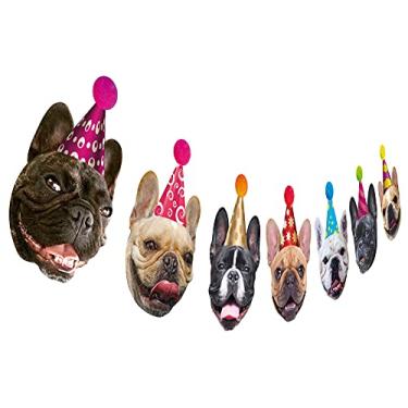 Imagem de (French Bulldog Garland) - Dog Birthday Garland, Funny French Bulldog Face Portrait Birthday Banner, Bday Bunting Decoration