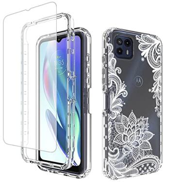 Imagem de Yodueiv Capa para Moto G50 5G, Motorola G50 XT2149-1 com protetor de tela de vidro temperado, capa protetora de telefone com padrão mandala transparente de corpo inteiro para Motorola G 50 50G MotoG50
