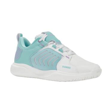 Imagem de K-Swiss Tênis feminino Ultrashot Team, Branco brilhante/azul anjo/lilás transparente, 37