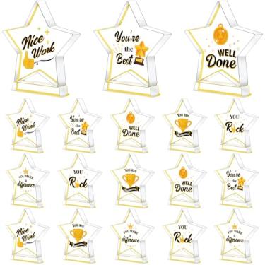 Imagem de Treela 18 peças presentes de prêmios de agradecimento de funcionários a granel pequenos troféus de acrílico mini placa de agradecimento presentes para reconhecimento adultos estudantes sala de aula
