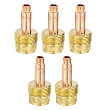 Imagem de HARFINGTON Kit de consumíveis de tocha de soldagem de 5 peças de corpo de pinça de lente de gás 45V63 5/81.3 cm para tocha de soldagem TIG série WP-17/18/26