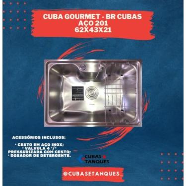 Imagem de Cuba Gourmet C/ Acessórios - BR CUBAS  (AÇO 201 - 62 X 43 X 21) c/ Sif