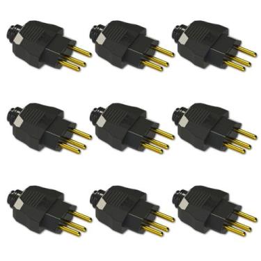 Imagem de Kit Plugue Macho 2P+T 10A 250Vca Preto - WEG, 10 peças